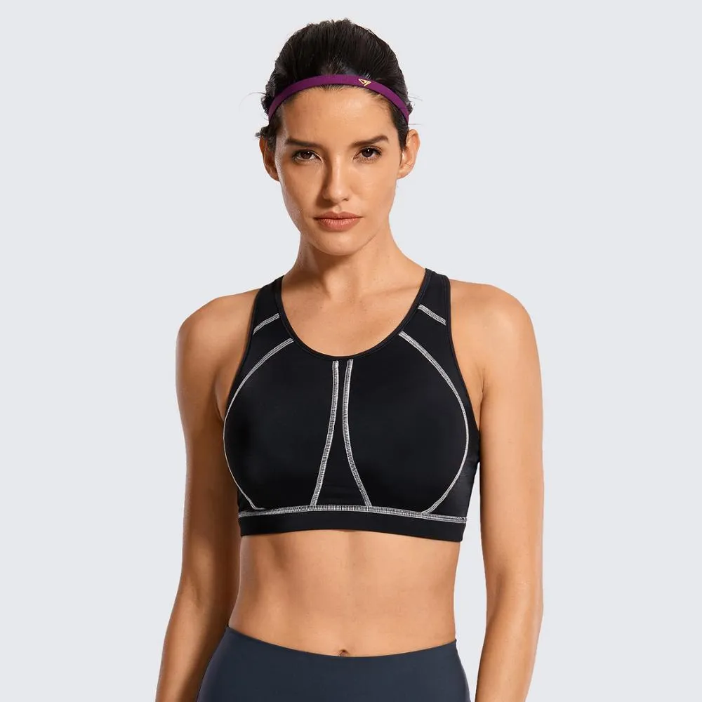 Plus size high impact padded full coverage wireless sports bras (Size 34C - 44F)