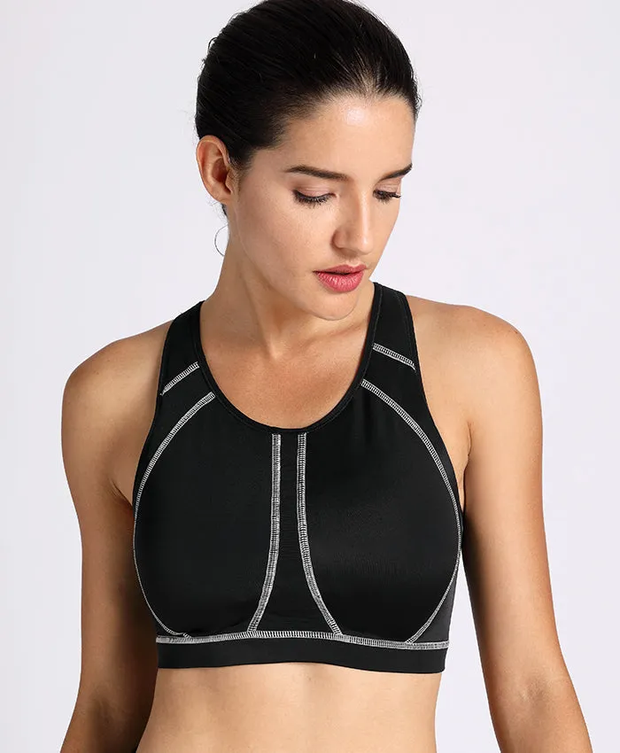 Plus size high impact padded full coverage wireless sports bras (Size 34C - 44F)