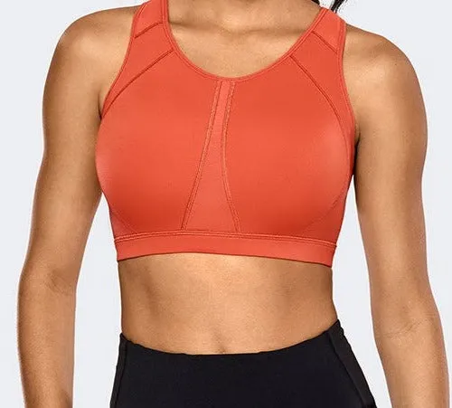 Plus size high impact padded full coverage wireless sports bras (Size 34C - 44F)