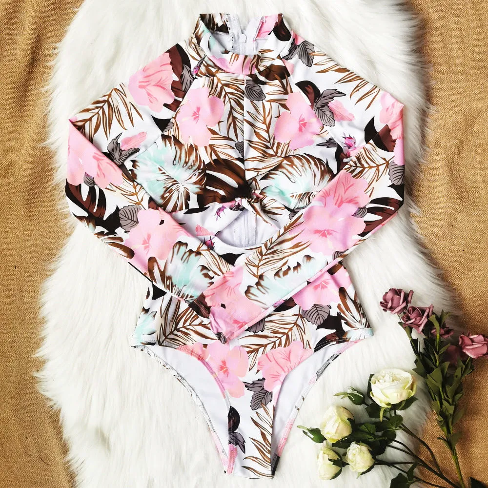 Sexy Surf Rashguard Long Sleeve Swimwear Women One Piece Swimsuit Rash
