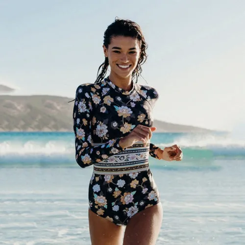 Sexy Surf Rashguard Long Sleeve Swimwear Women One Piece Swimsuit Rash