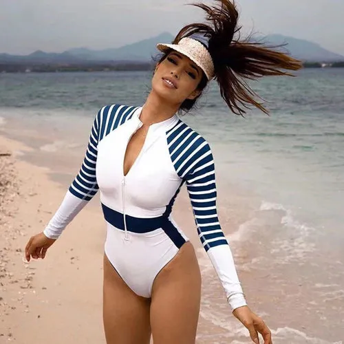 Sexy Surf Rashguard Long Sleeve Swimwear Women One Piece Swimsuit Rash