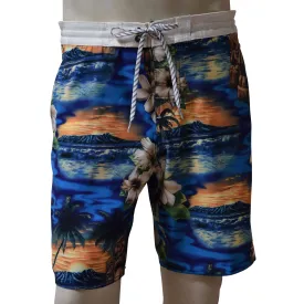 Sunset Men's Lasso Waist Boardshorts with Pockets, Quick Dry Board Shorts, Beach Shorts, Swim Trunks, Sportwear