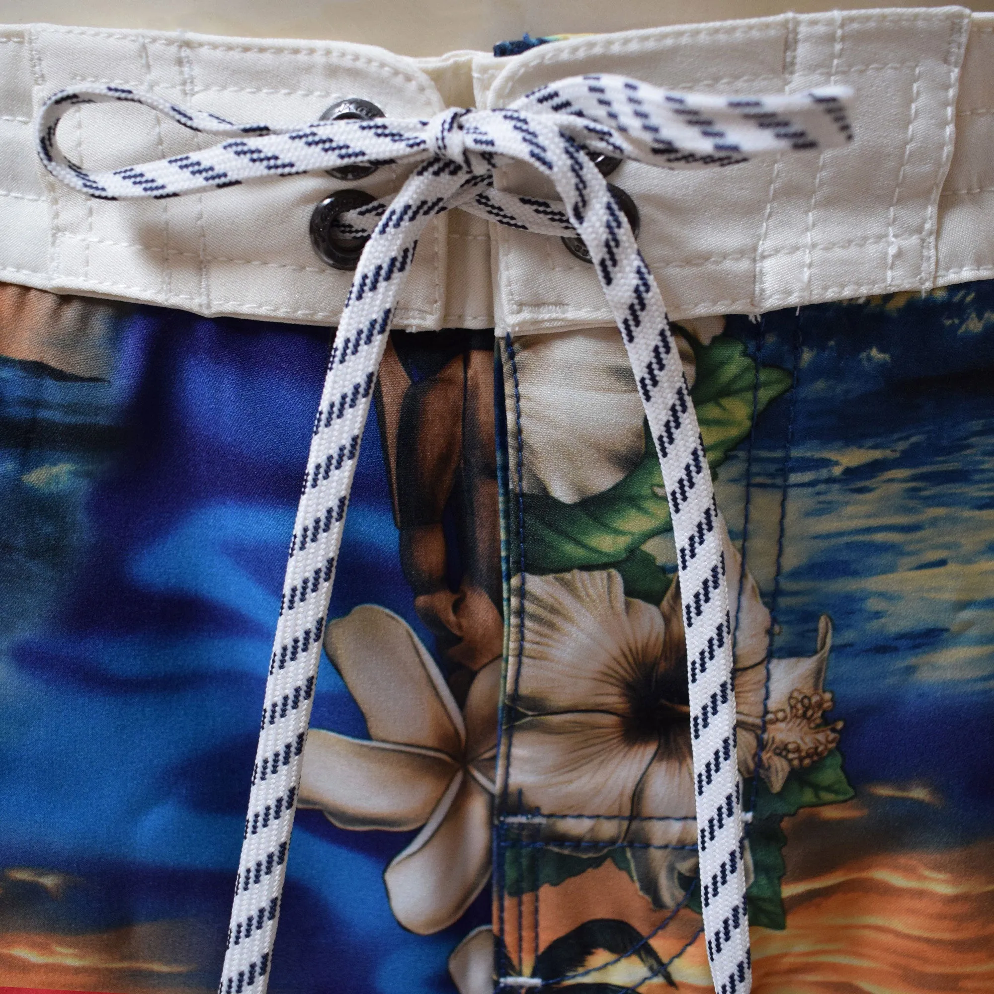 Sunset Men's Lasso Waist Boardshorts with Pockets, Quick Dry Board Shorts, Beach Shorts, Swim Trunks, Sportwear