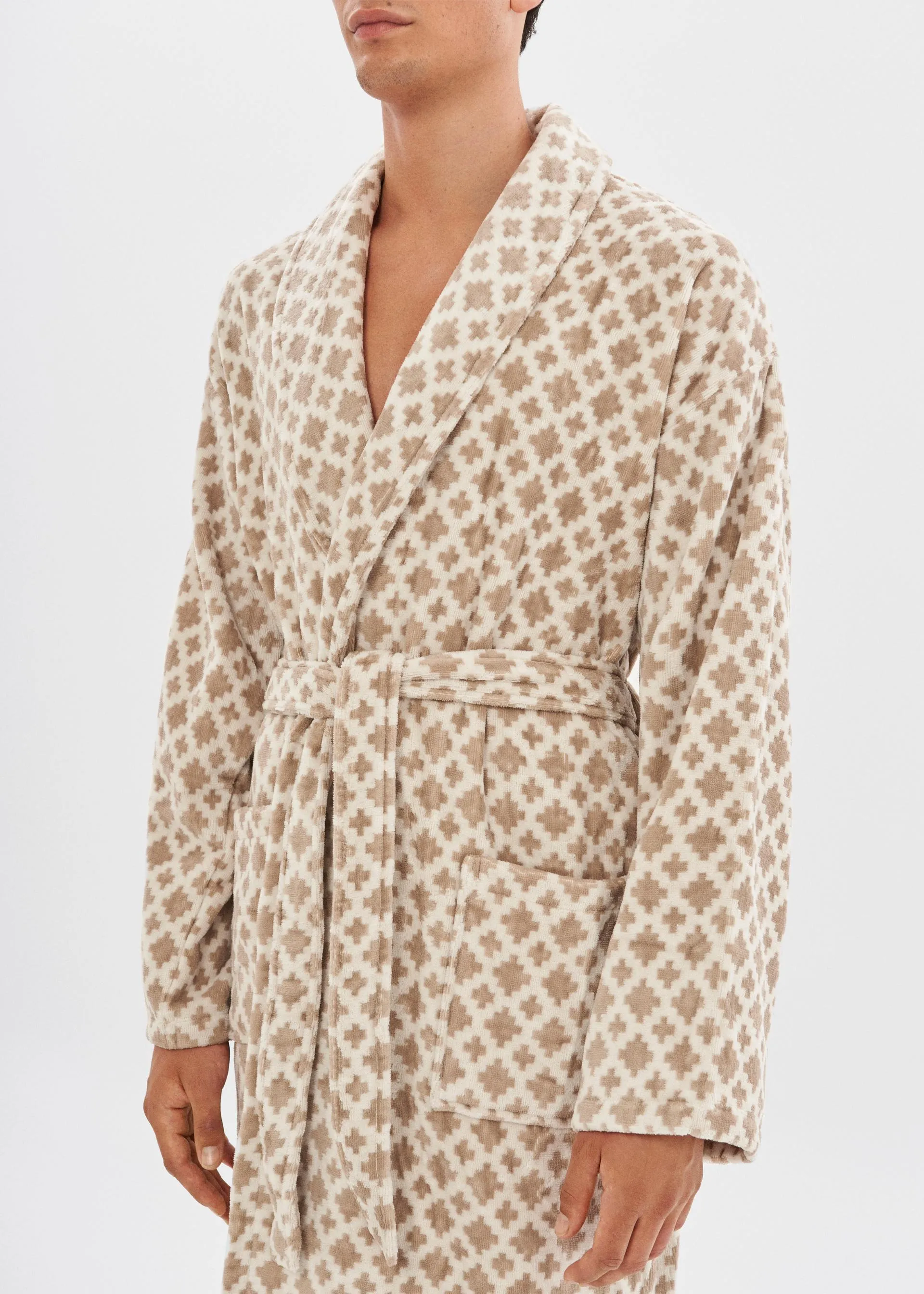 Unisex Relaxed Fit Pixel Pattern Bathrobe - House Babylon