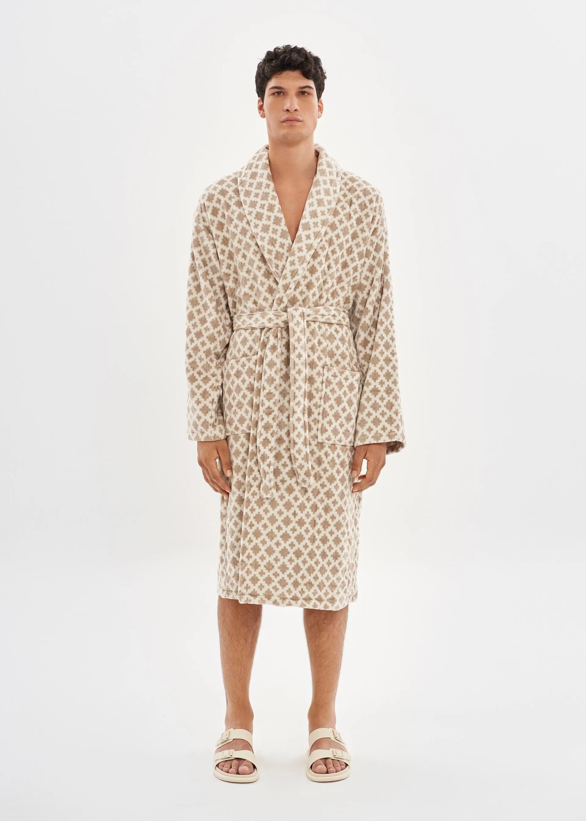 Unisex Relaxed Fit Pixel Pattern Bathrobe - House Babylon