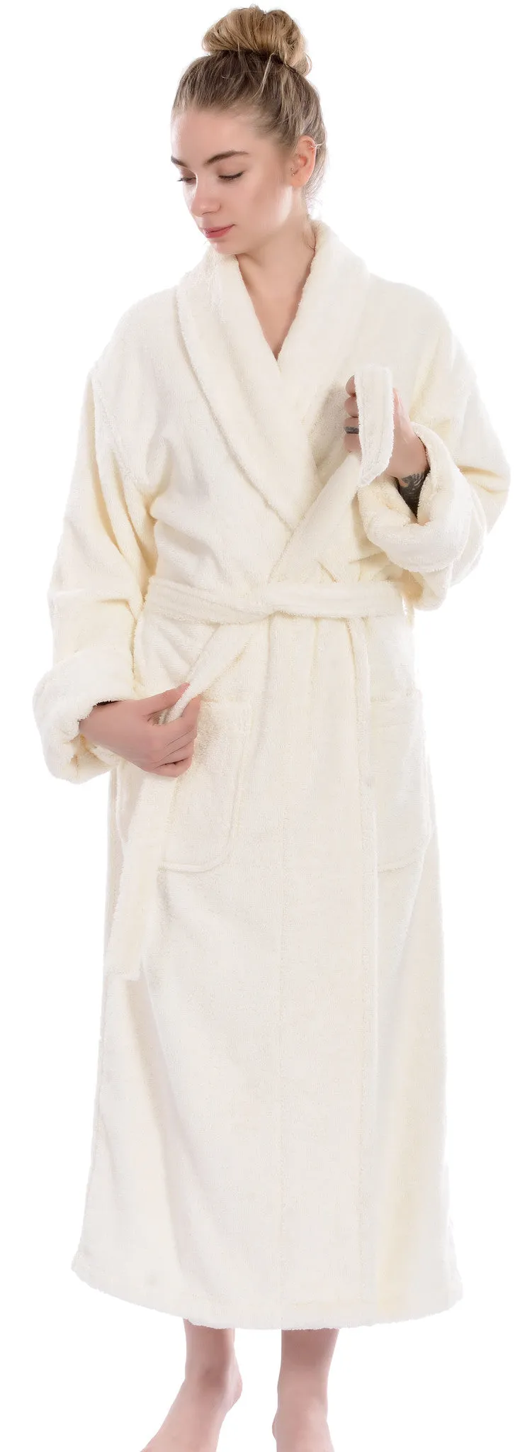 Unisex Terry Bathrobe, Ivory, OSFM