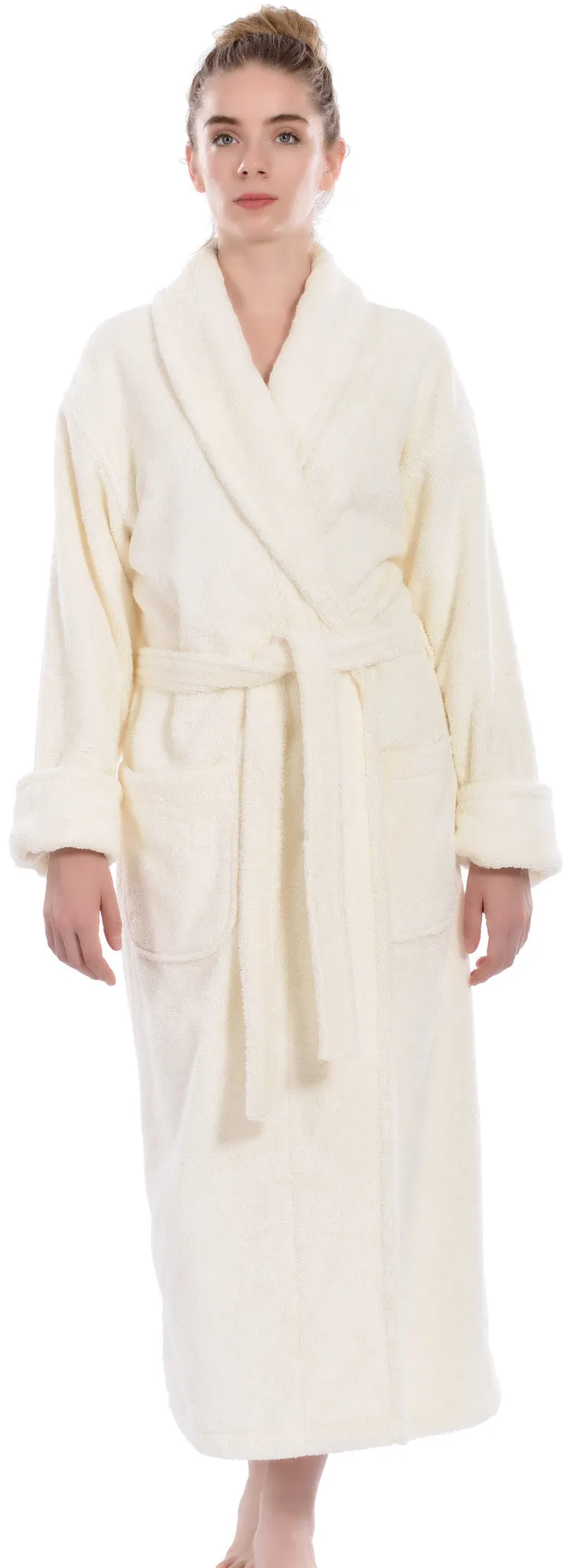 Unisex Terry Bathrobe, Ivory, OSFM