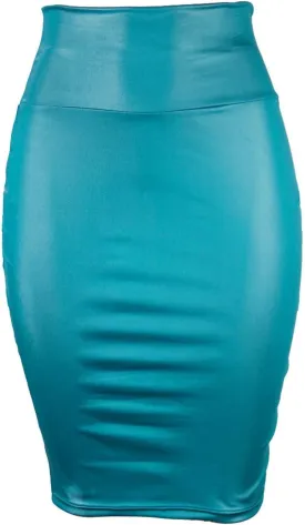 Wear to Work Pencil Skirts for Women Elastic High Waist Faux Leather Pencil Skirt Lady's Half Body Midi Hip Skirt