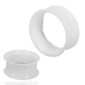 White Color Soft Thin Silicone Double Flare Plugs | Gauges