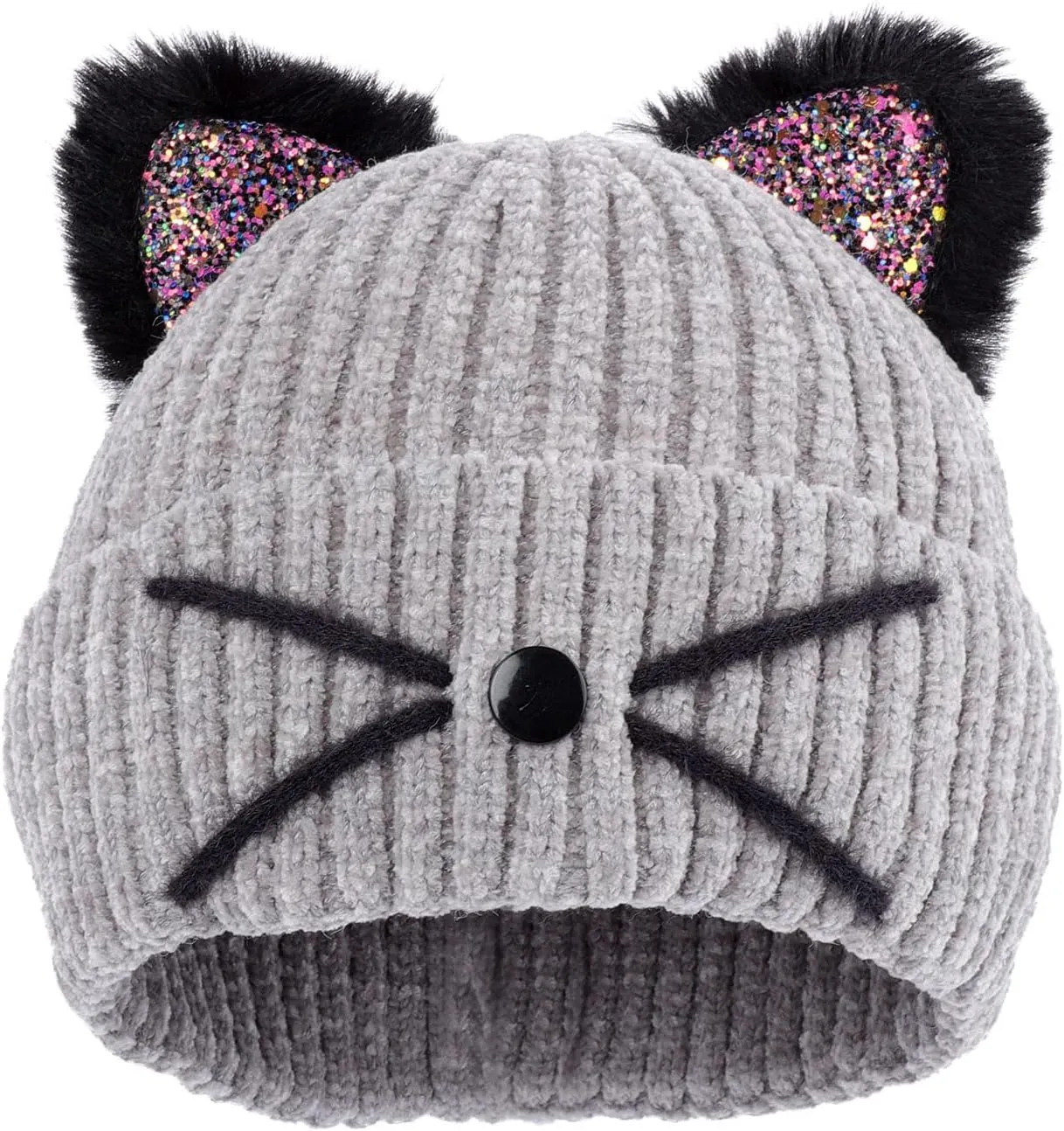 Women Girls Cute Cat Ears Beanie Hat Winter Crochet Knit Cap