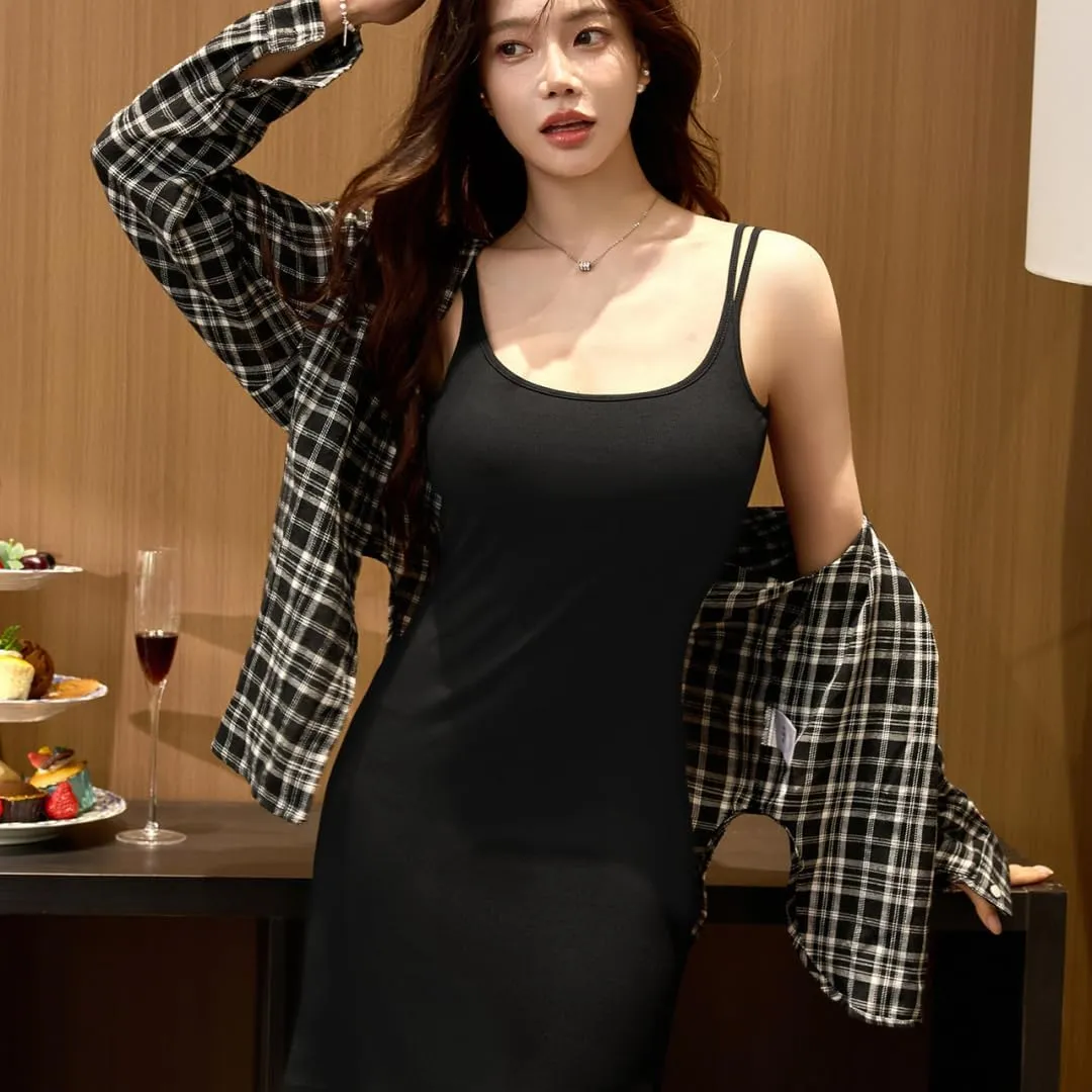 Women's Summer Dresses,Built-in Bra Camisole Sundress,Slim Fit for Petite Women, Adjustable Spaghetti Strap Clothes