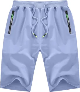 YTD Men's Shorts Casual Classic Fit Drawstring Summer Beach Shorts with Elastic Waist and Pockets